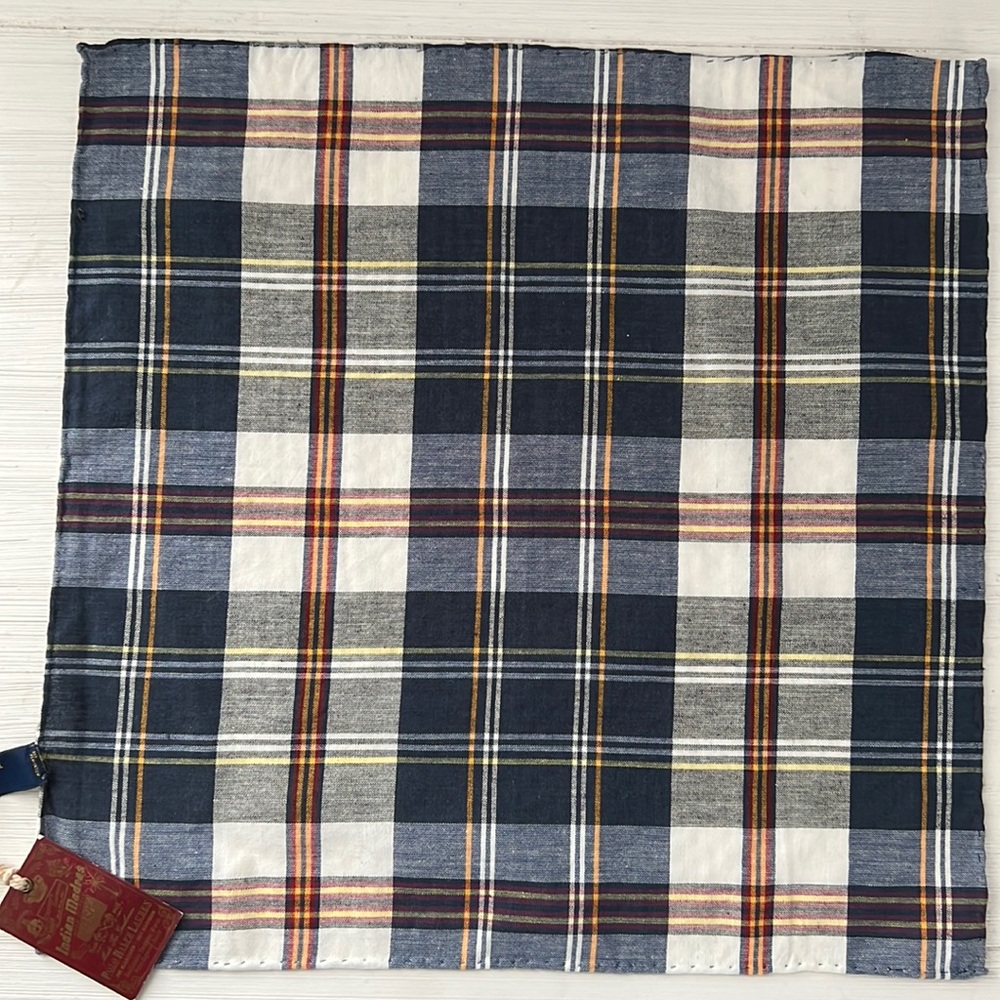 Polo by Ralph Lauren Blue and White Plaid Pocket Square